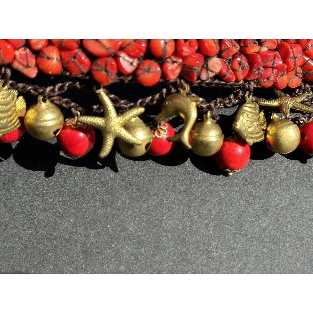 New Lady Red Corals beads‎ Handmade rare unique style Waist Belt
